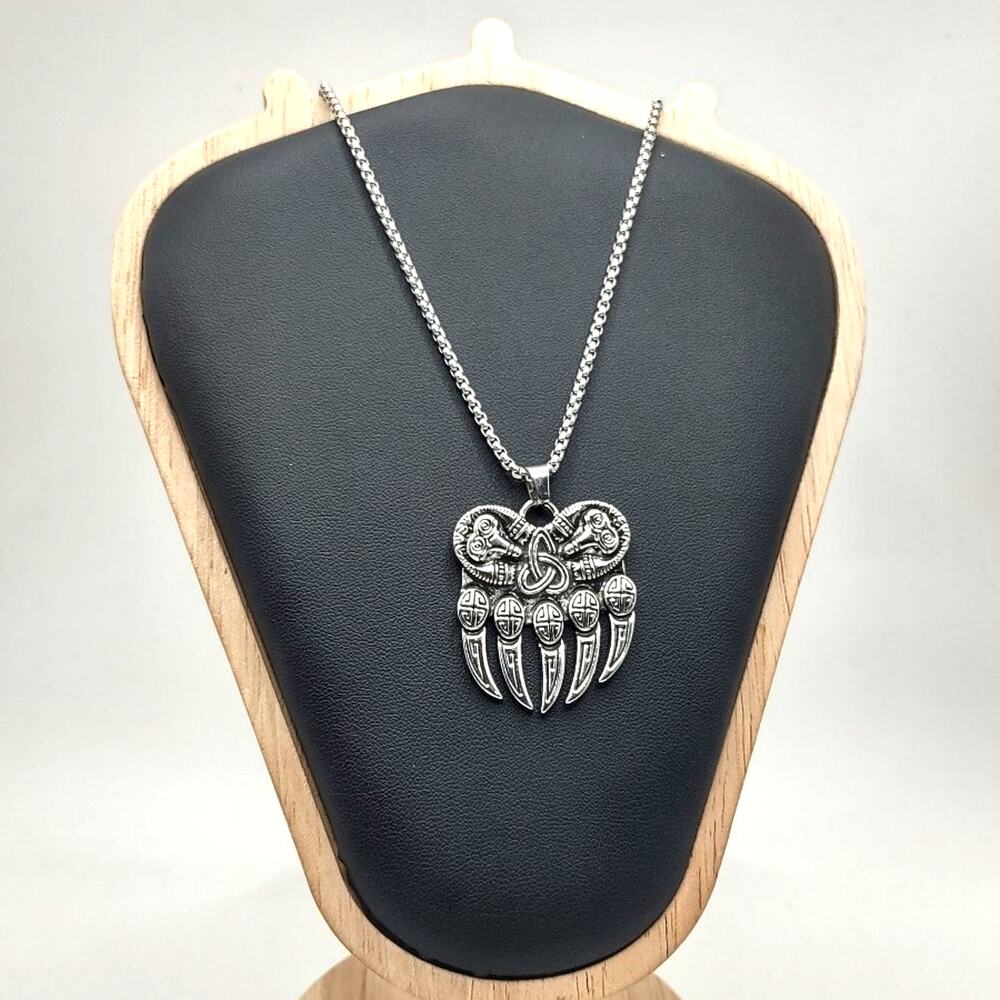 Necklace Stainless Viking Celtic Bear Paw Claw Trinity Pendant Birthday Gift NEW